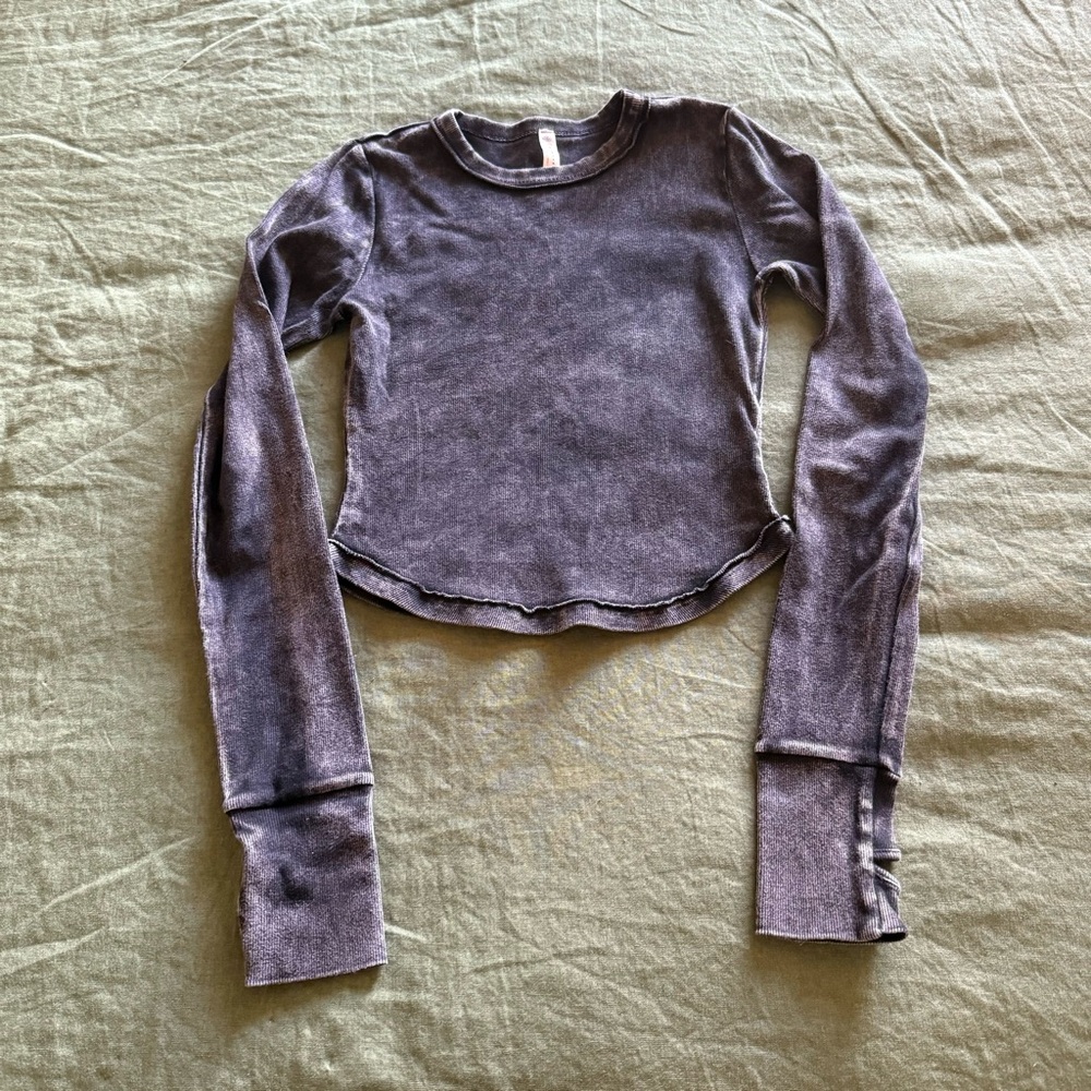 Free People movement gray ribbed long sleeve shirt S